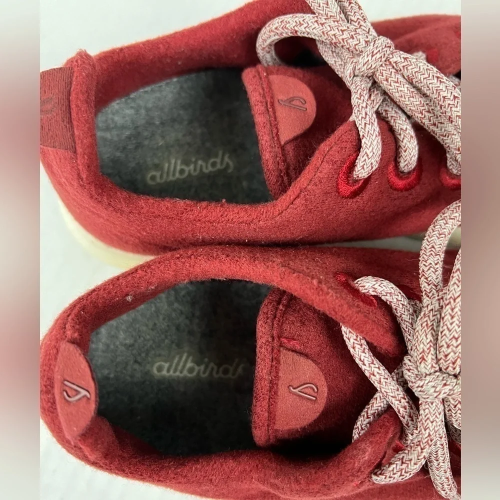 Allbirds Burgundy Red Merino Wool Runners Tuke Jo Shoes - Size 8